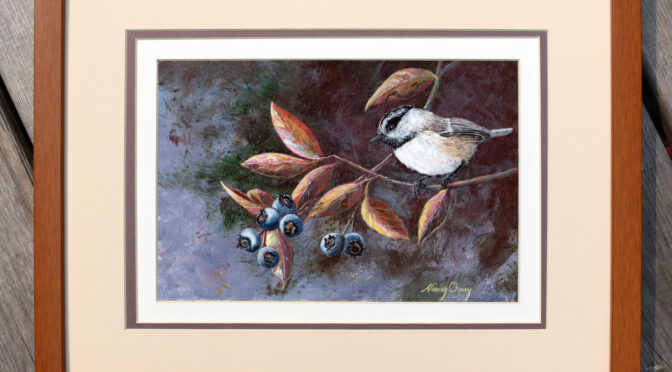 A Chickadee and Blueberries – From Nancy